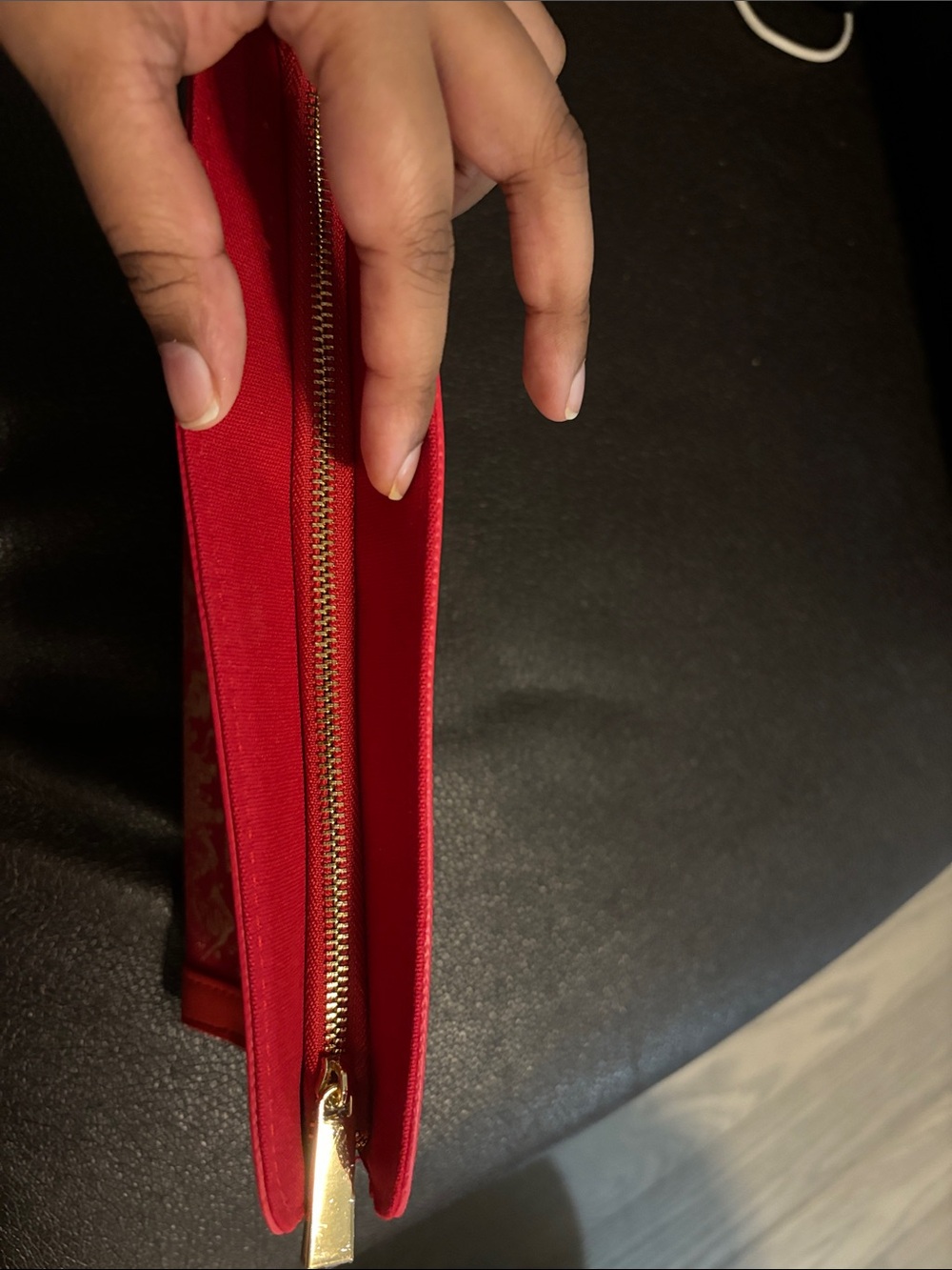 Carolina Herrera red and gold holiday pouch - Picture 3 of 4